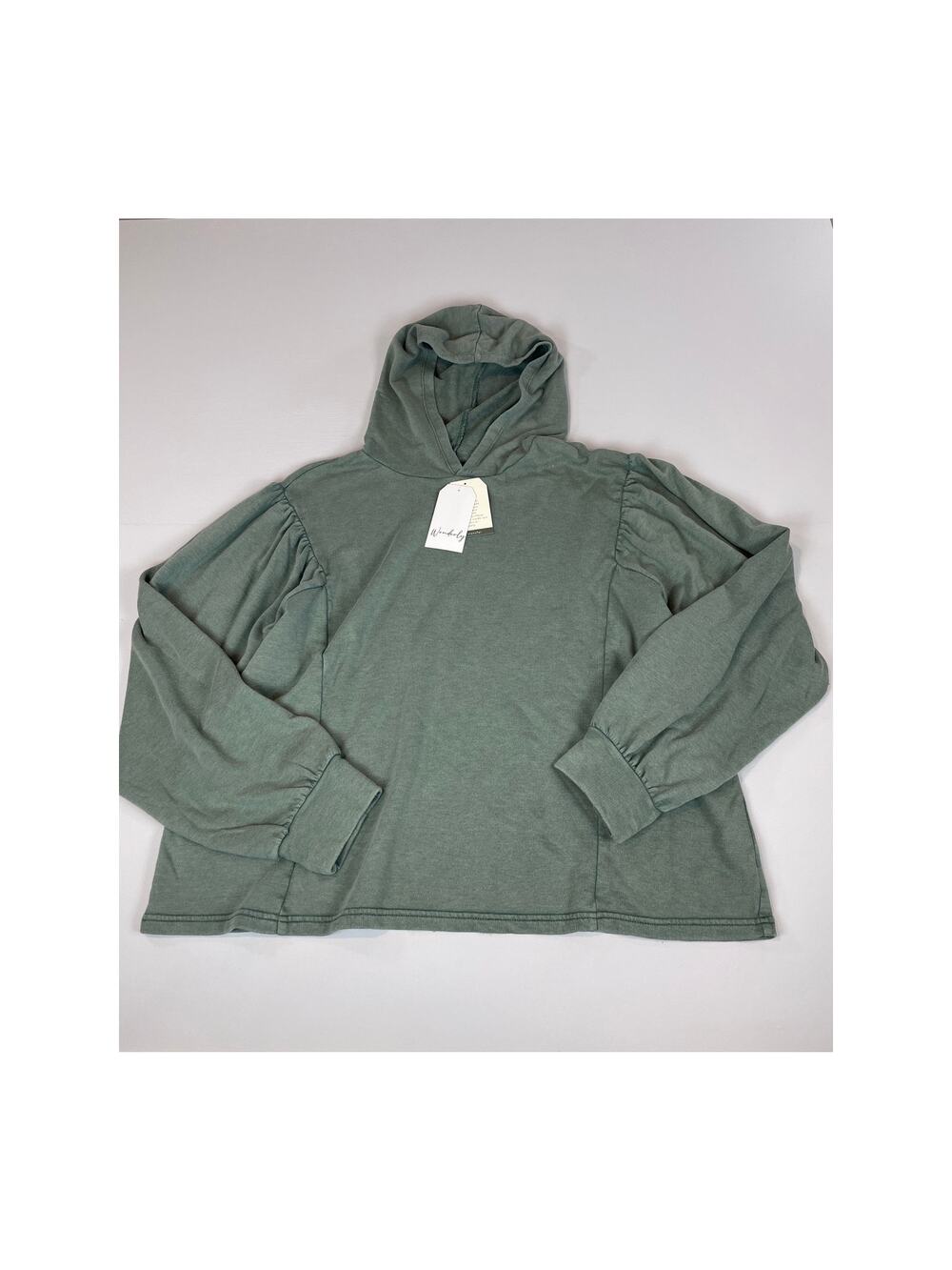 Wonderly XXL Green Fade Hoodie NWT Athleisure Puff Sleeve Lightweight Hoodie